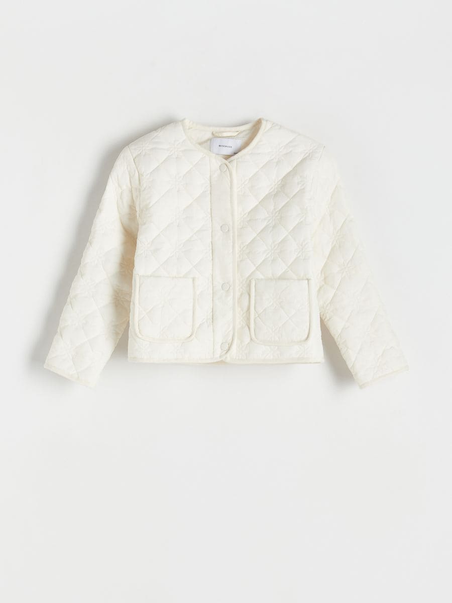 Quilted jacket - cream - RESERVED