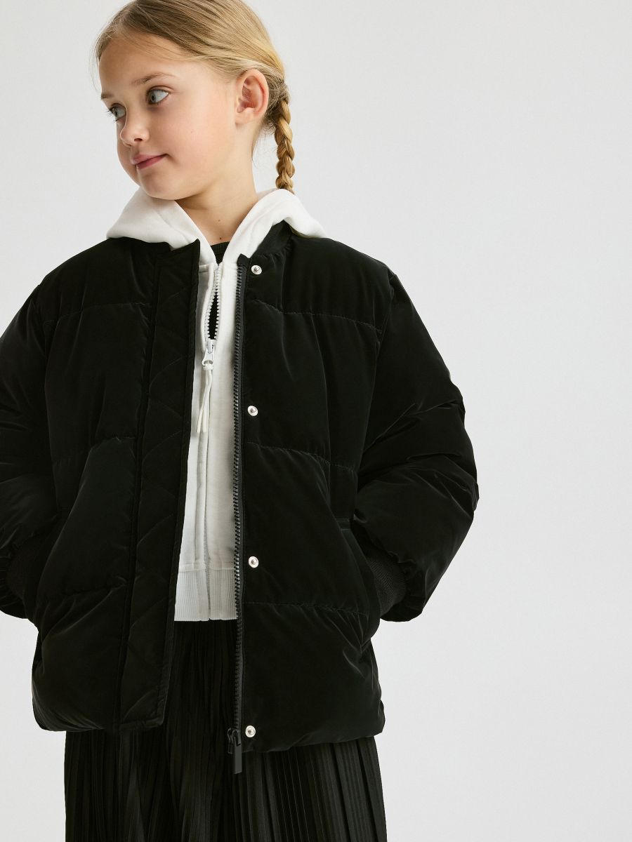 Quilted bomber jacket - black - RESERVED