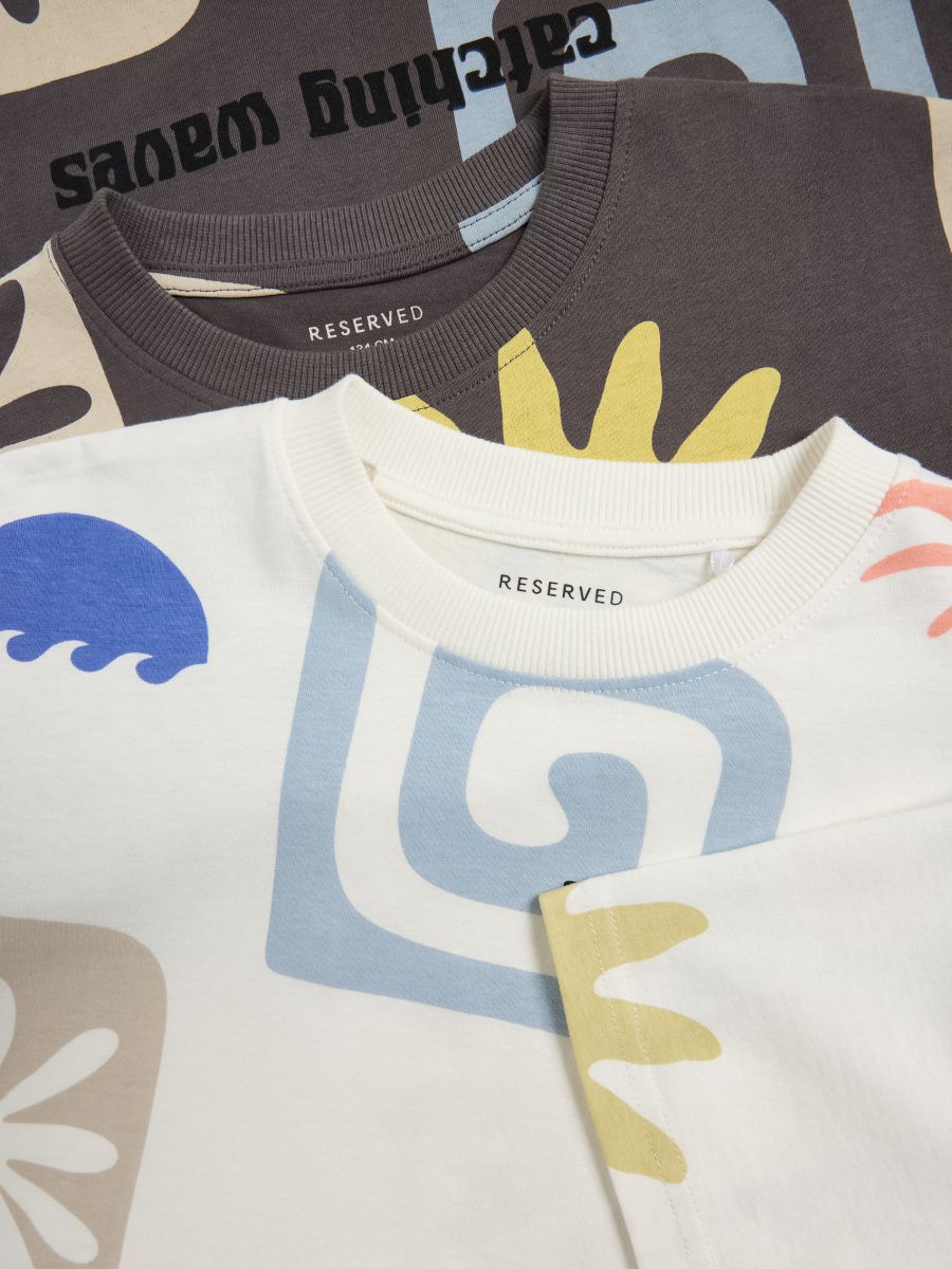Oversized T-shirt with print - cream - RESERVED - 2