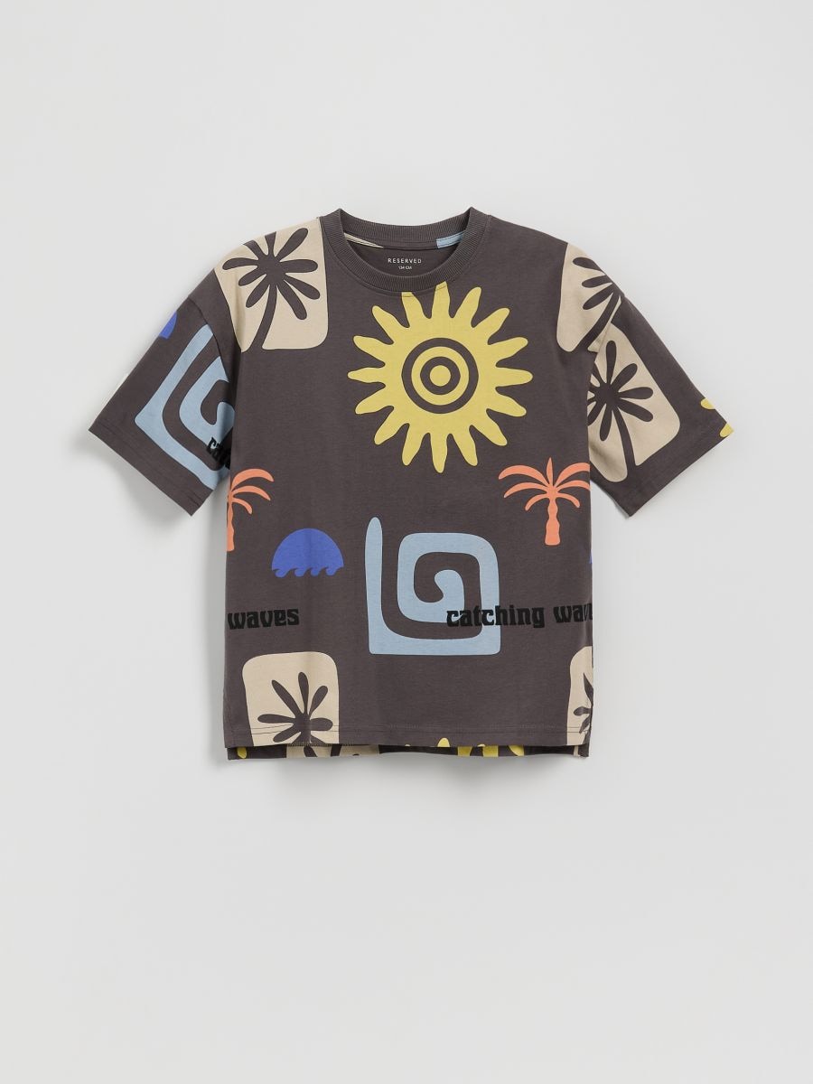 Oversized T-shirt with print - dark grey - RESERVED - 2