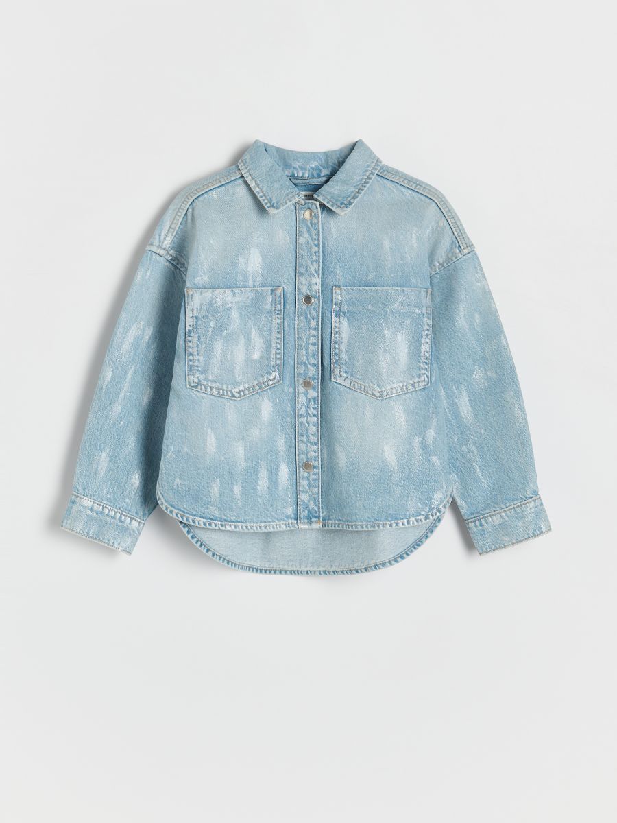 Patterned denim shirt - blue - RESERVED