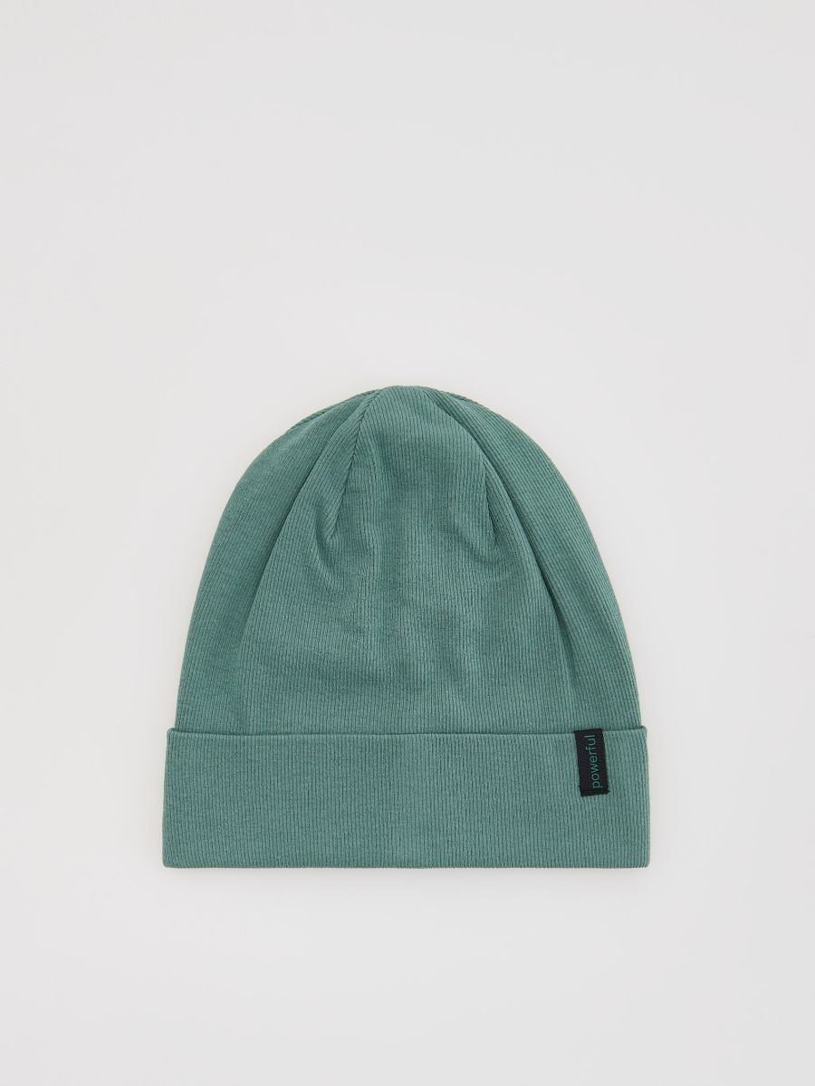 Cotton rich beanie with patch - green - RESERVED