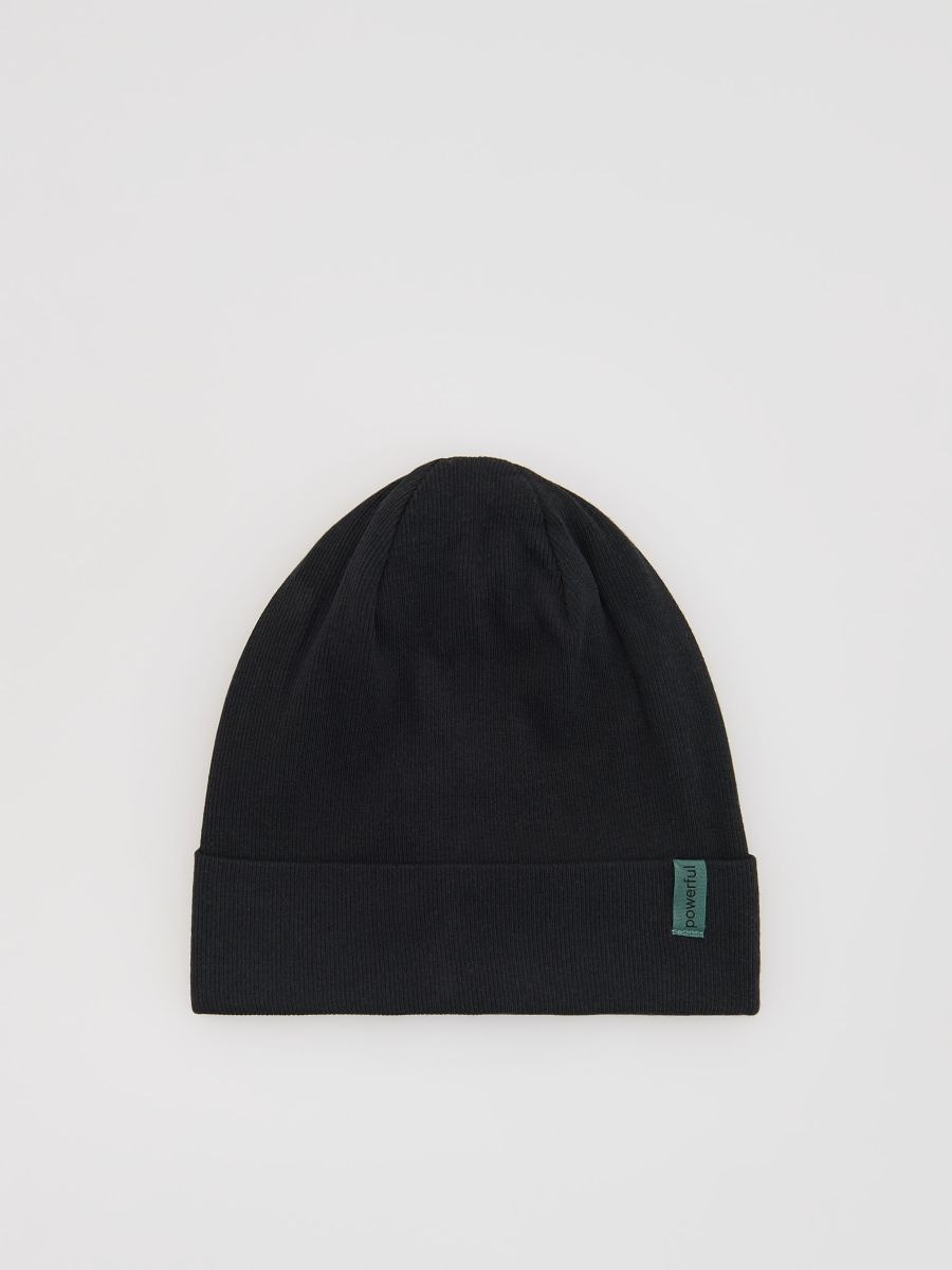 Cotton rich beanie with patch - black - RESERVED