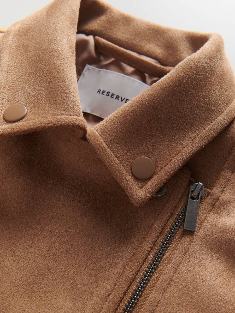 Veste motarde en daim synthétique - Beige - RESERVED - 6