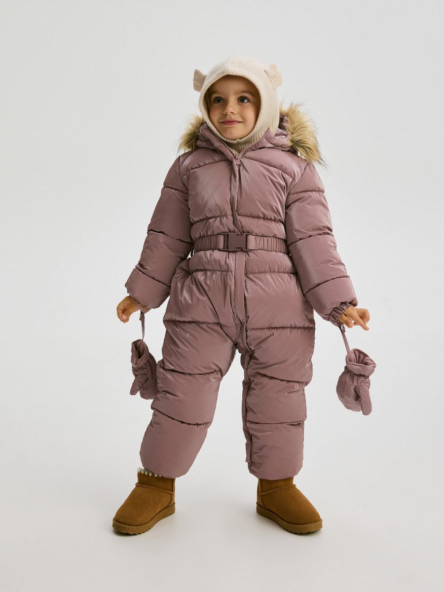 Insulated snowsuit with mittens - orchid - RESERVED