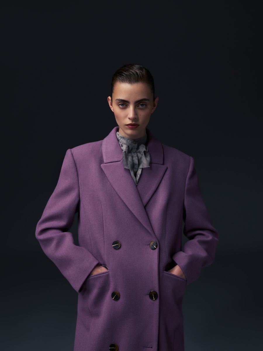 Wool rich double breasted coat COLOUR mauve RESERVED 970DB 34X