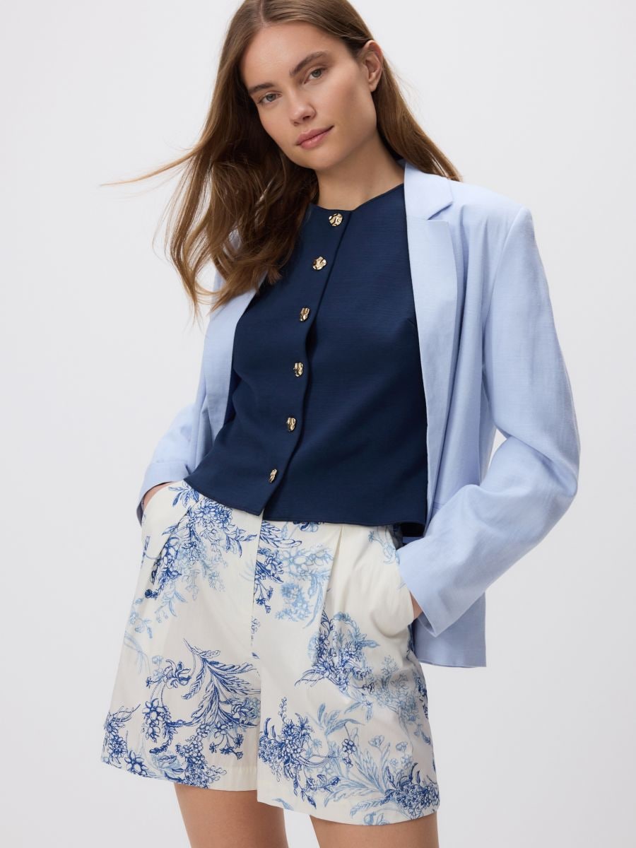 Patterned cotton shorts - blue - RESERVED
