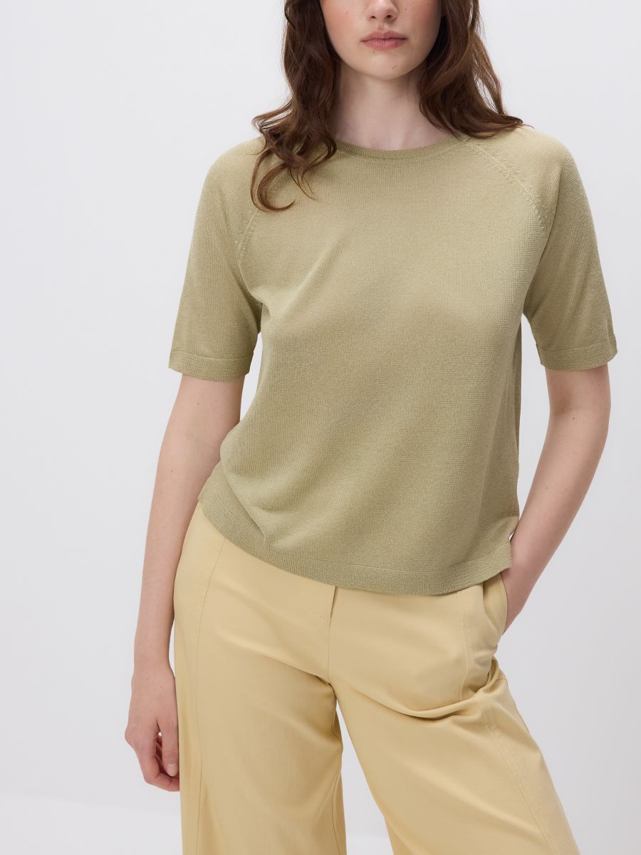 Viscose blend blouse - light olive - RESERVED - 2