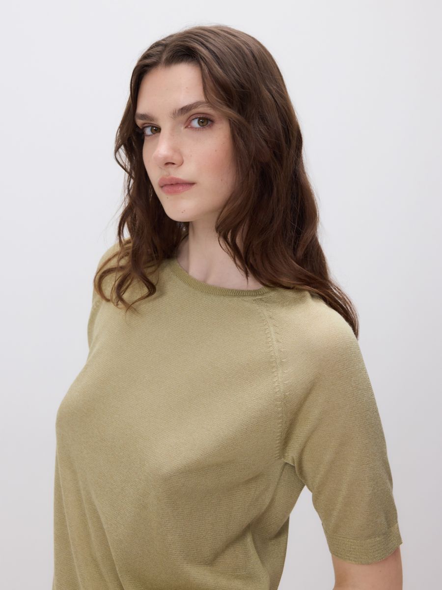 Viscose blend blouse - light olive - RESERVED - 3