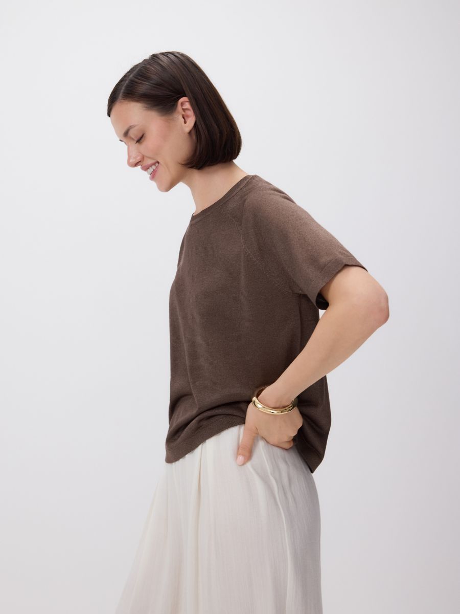 Viscose blend blouse - brown - RESERVED - 2