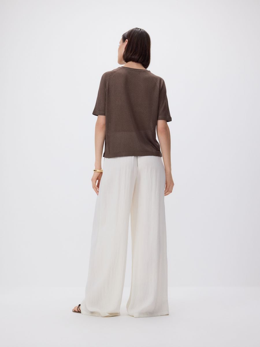 Bluse i viskoseblanding - brun - RESERVED - 4