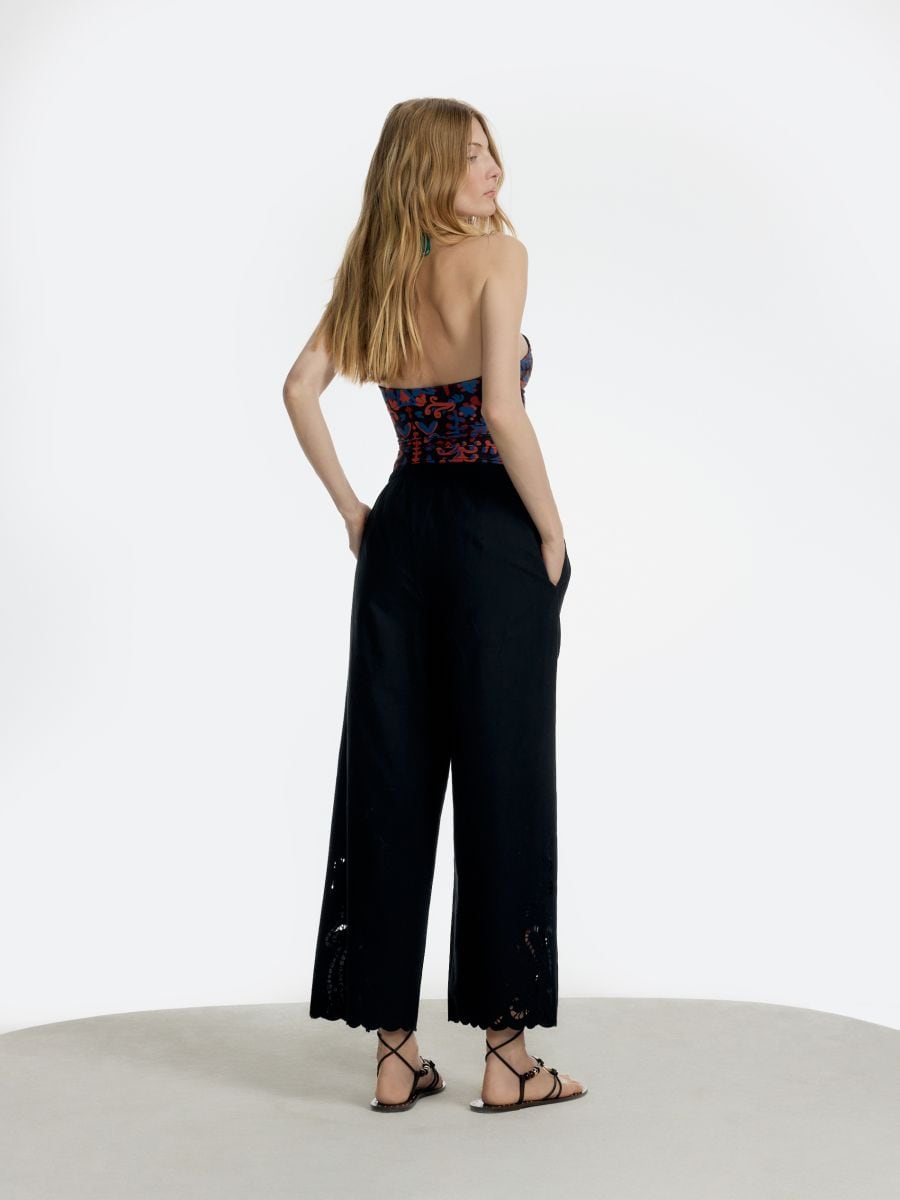 Pants with openwork trim - black - RESERVED - 4