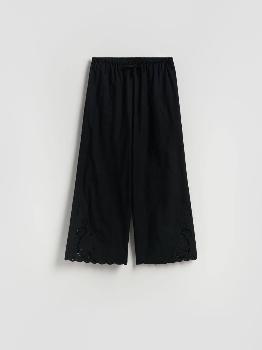 Pants with openwork trim - black - RESERVED - 5