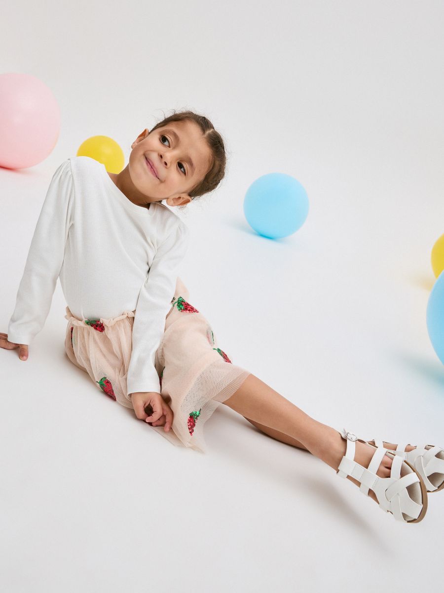 Tulle skirt with sequins - nude - RESERVED - 4