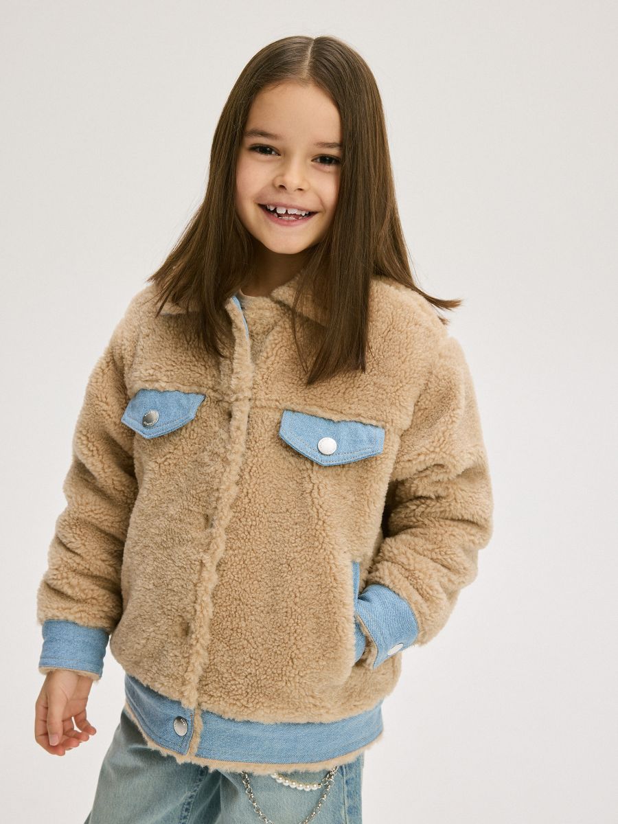 Faux shearling jacket - nude - RESERVED