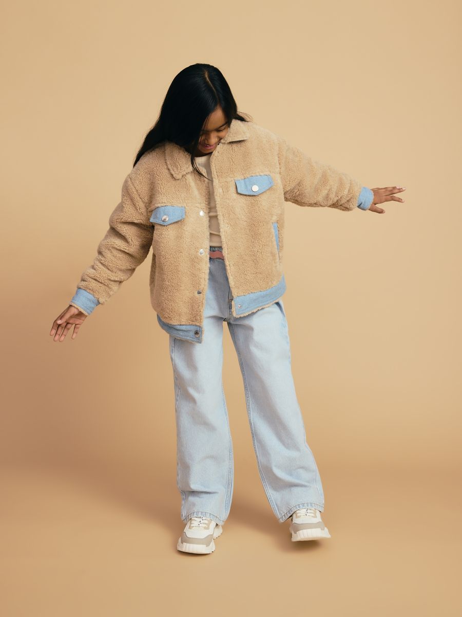 Faux shearling jacket - nude - RESERVED