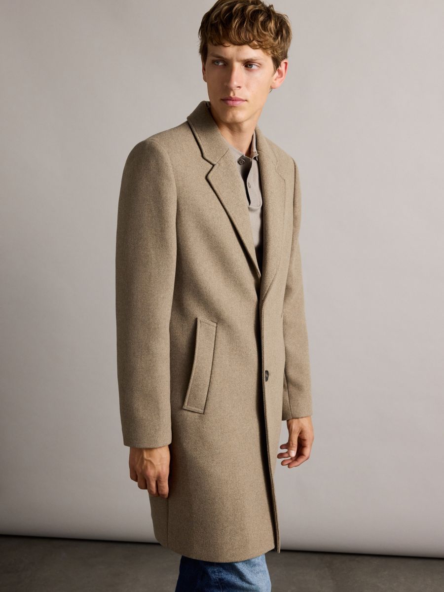 Wool blend coat - beige - RESERVED