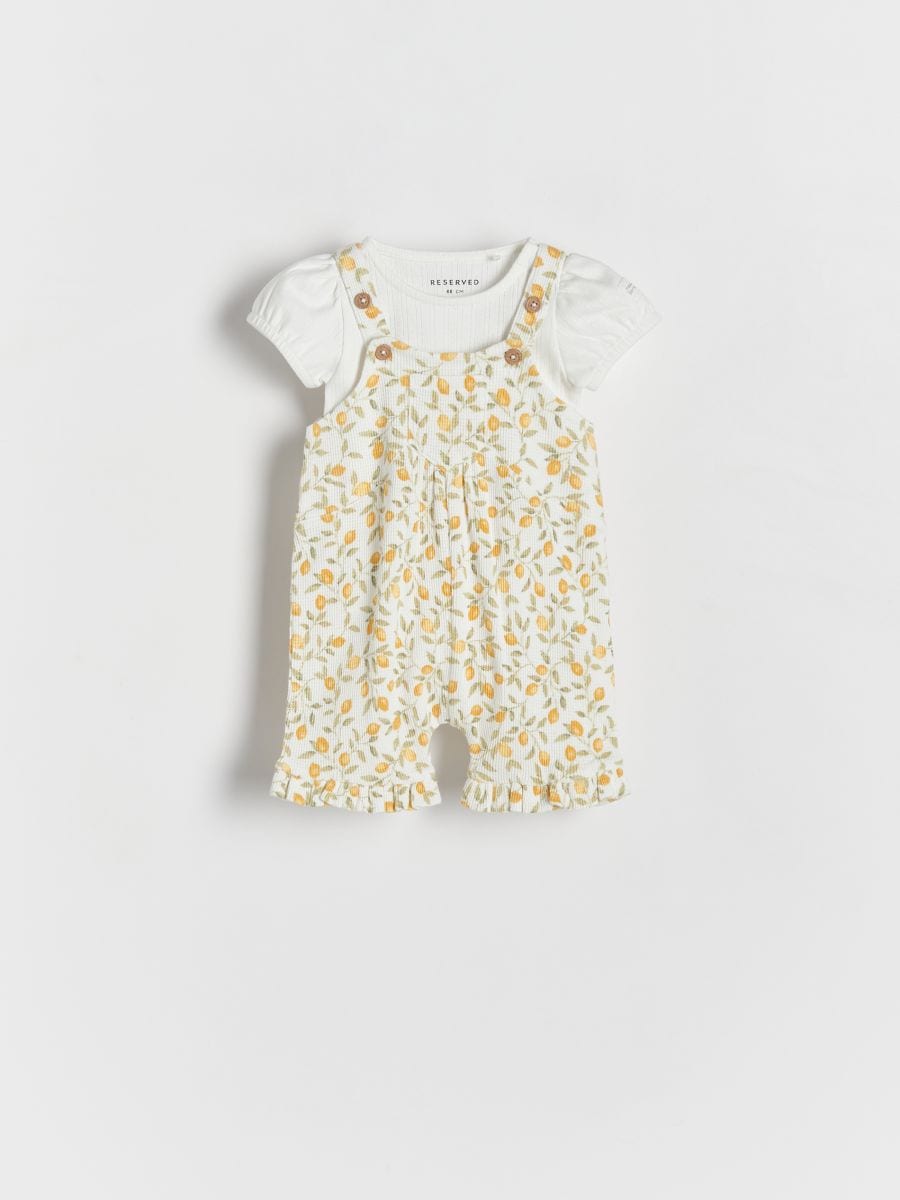 BABIES` BODY SUIT & DUNGAREES - cream - RESERVED