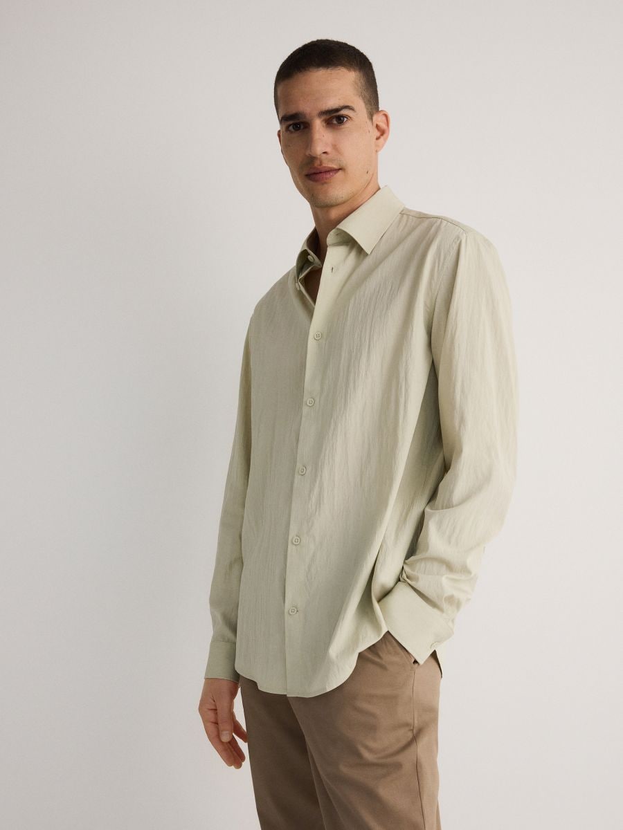 Boxy fit shirt - pale green - RESERVED
