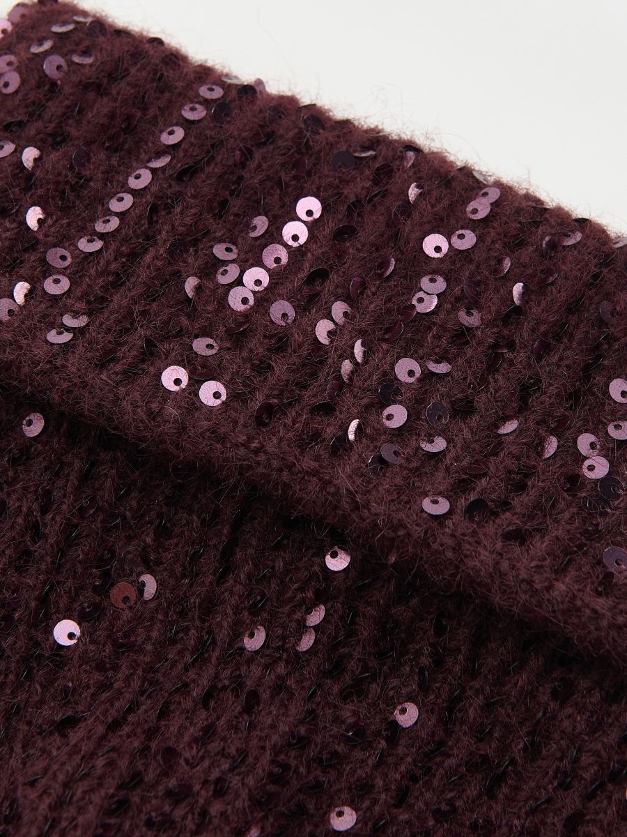 Beanie with sequins - maroon - RESERVED - 2