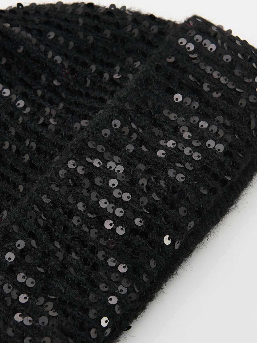 Beanie with sequins - black - RESERVED - 2