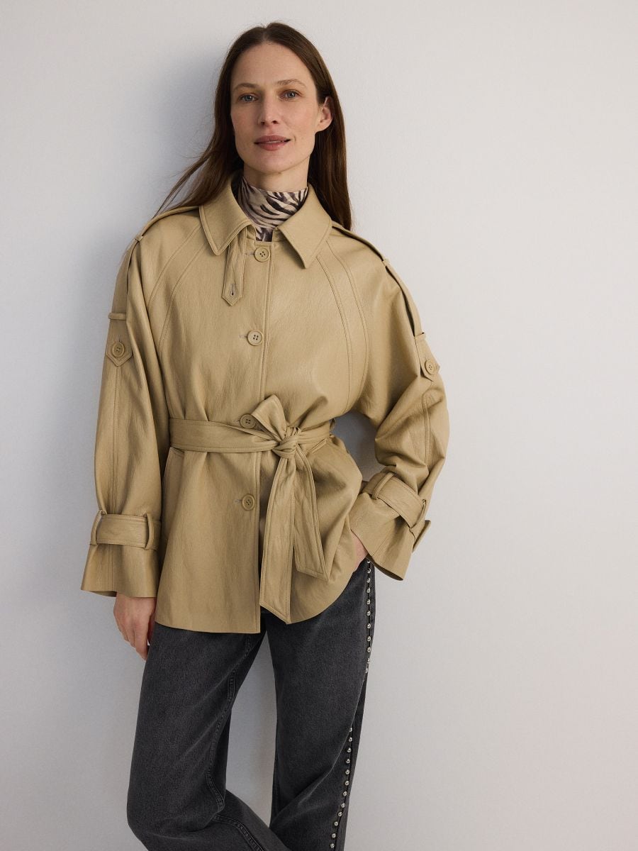 Jakke i kunstlæder - beige - RESERVED - 6