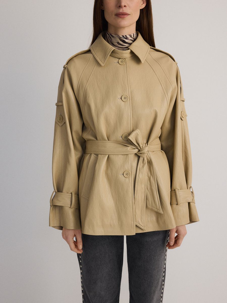 Jakke i kunstlæder - beige - RESERVED - 7