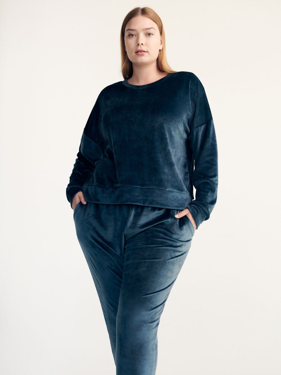 Velour pyjama set - steel blue - RESERVED - 3