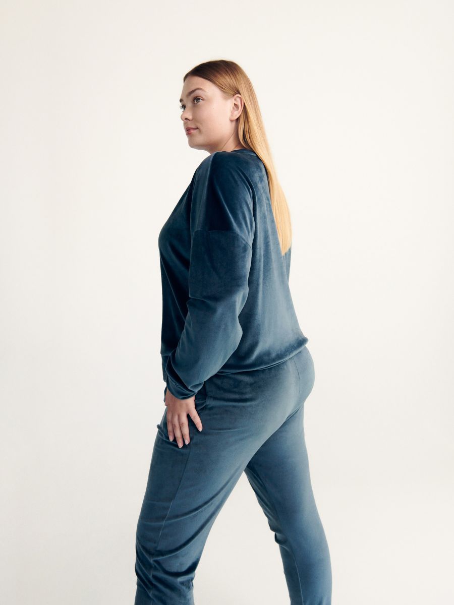 Velour pyjama set - steel blue - RESERVED - 2