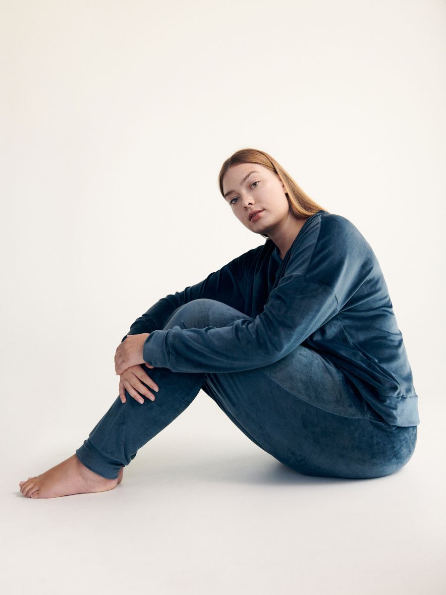 Velour pyjama set - steel blue - RESERVED - 4