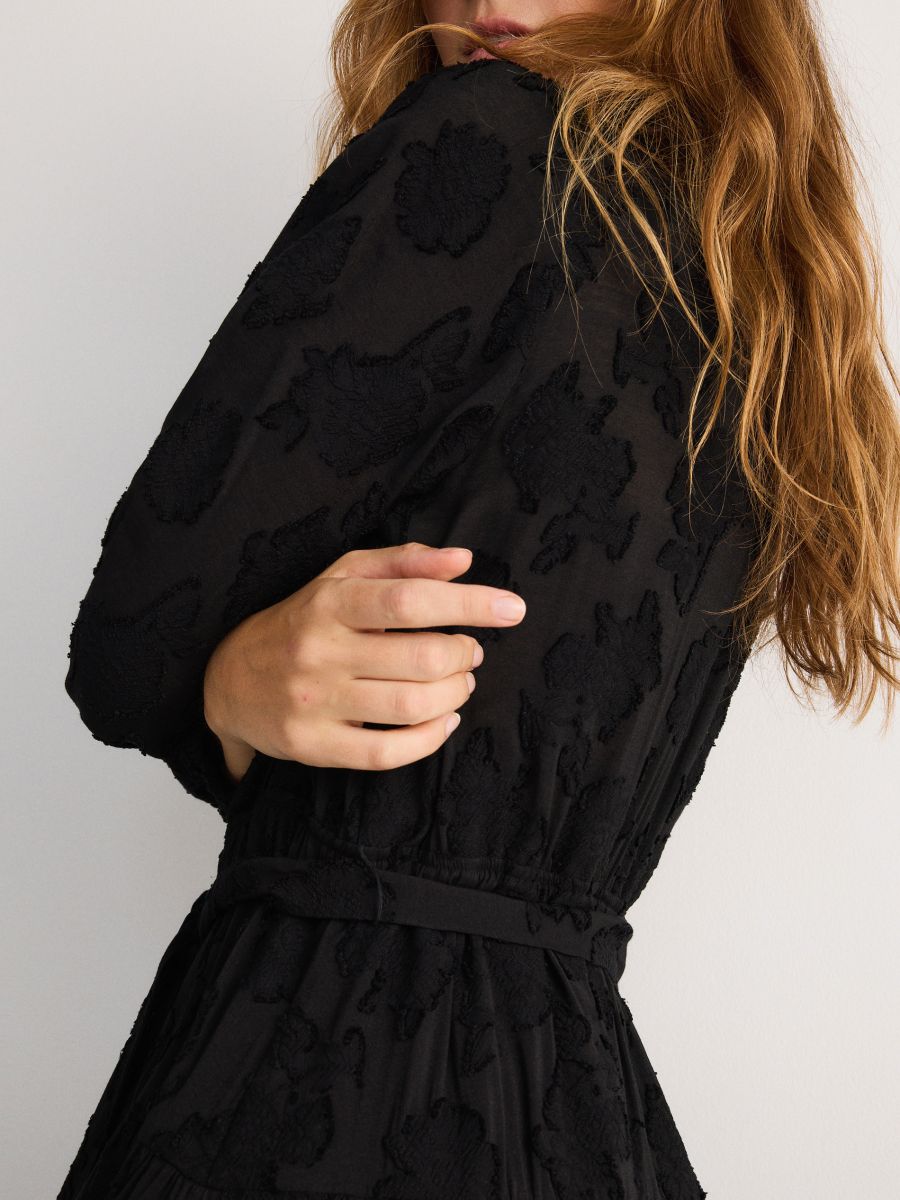Rochie din țesătură structurată - negru - RESERVED - 3
