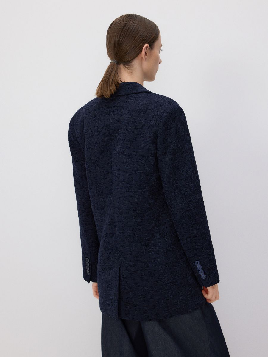 Blazer assertoado com tecido jacquard - AZUL-MARINHO - RESERVED - 4