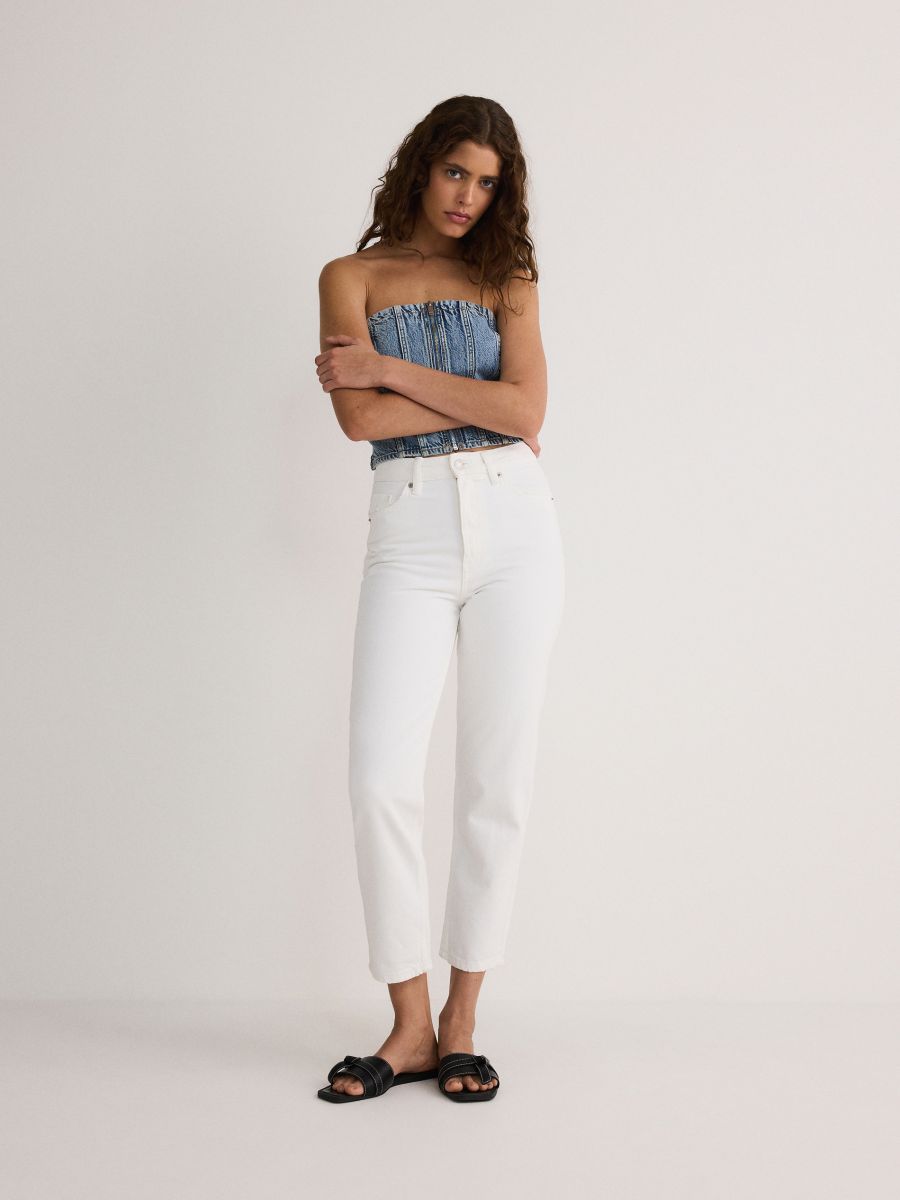 Jeans mom fit - bianco - RESERVED