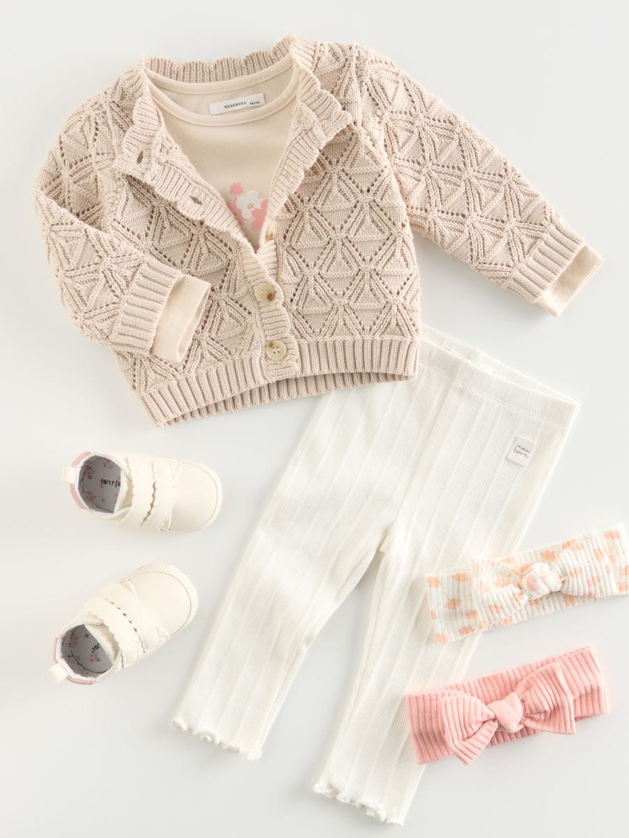 Open stitch cotton cardigan - beige - RESERVED