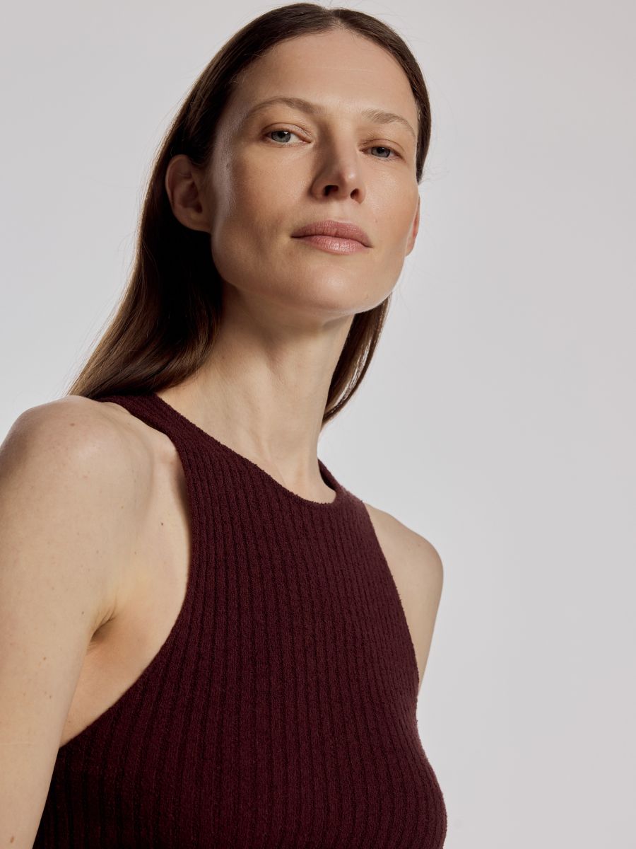 Robe maxi avec ourlet en popeline - maroon - RESERVED - 3