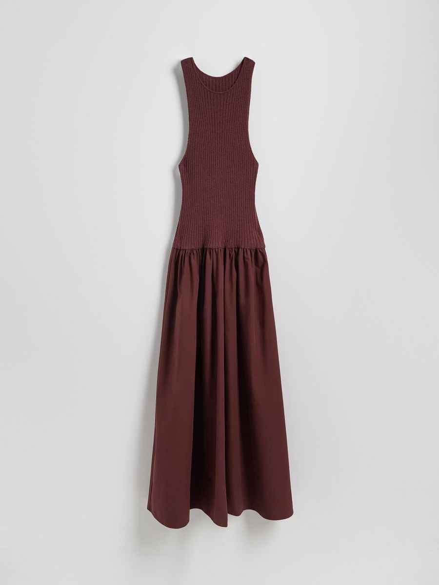 Robe maxi avec ourlet en popeline - maroon - RESERVED - 6