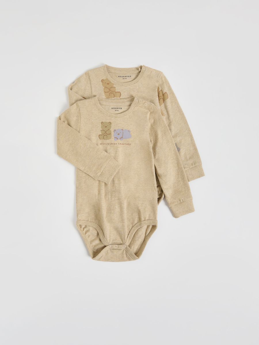 Set van 2 katoenen rompers - beige - RESERVED