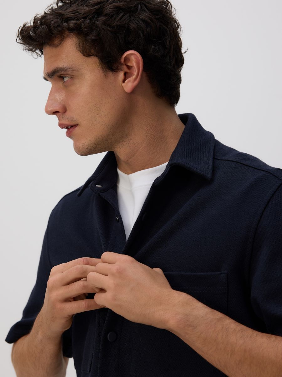 Camicia a maniche corte regular fit - blu scuro - RESERVED - 3