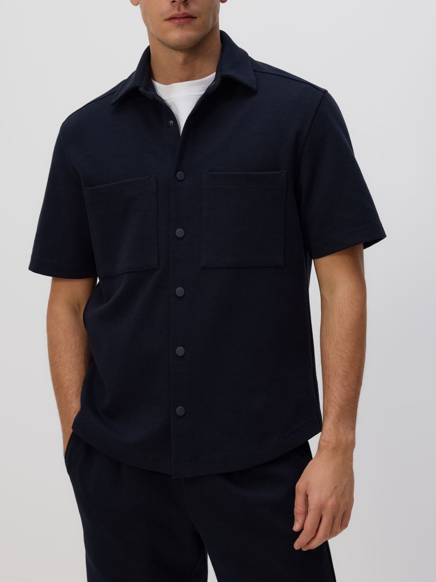 Camicia a maniche corte regular fit - blu scuro - RESERVED - 2