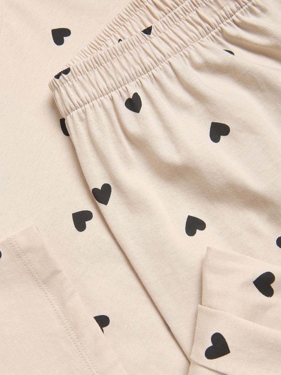 Two piece pyjama set with heart print - beige - RESERVED - 2