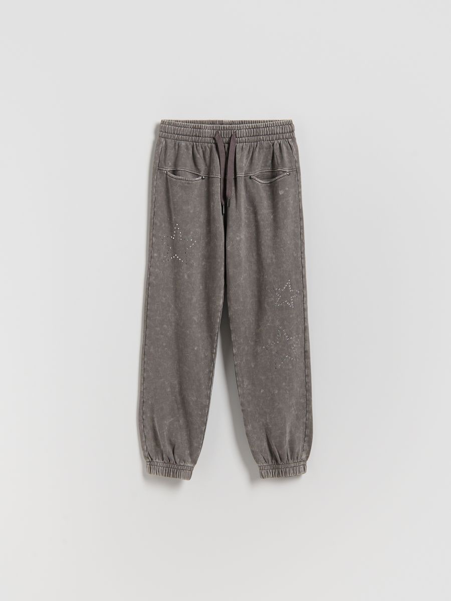 Sweatpants with appliqué - dark grey - RESERVED