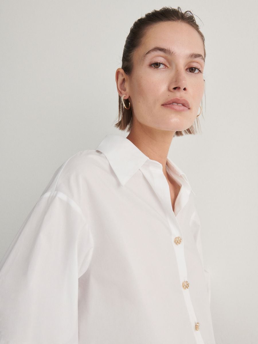 Shirt with decorative buttons - cream - RESERVED - 2