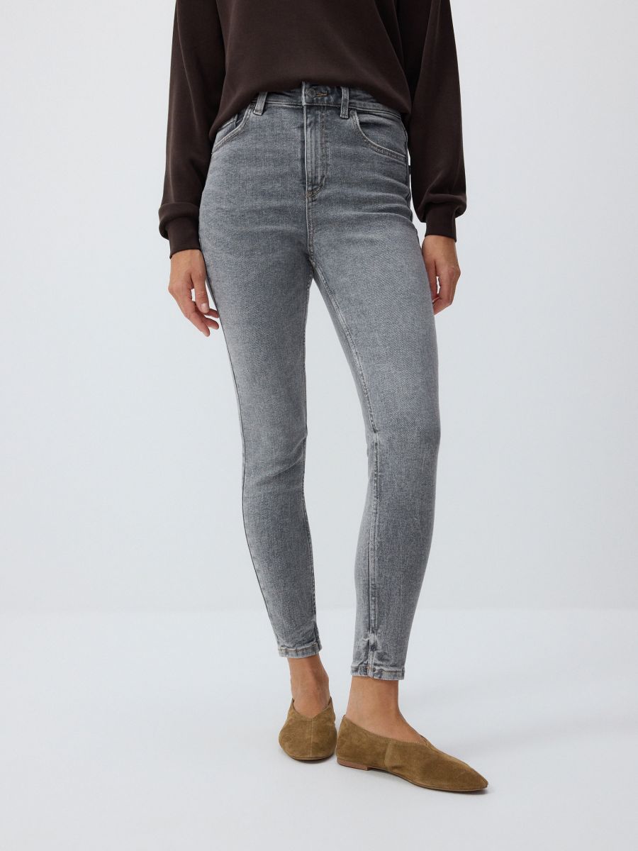 High waist jeans - light grey - RESERVED