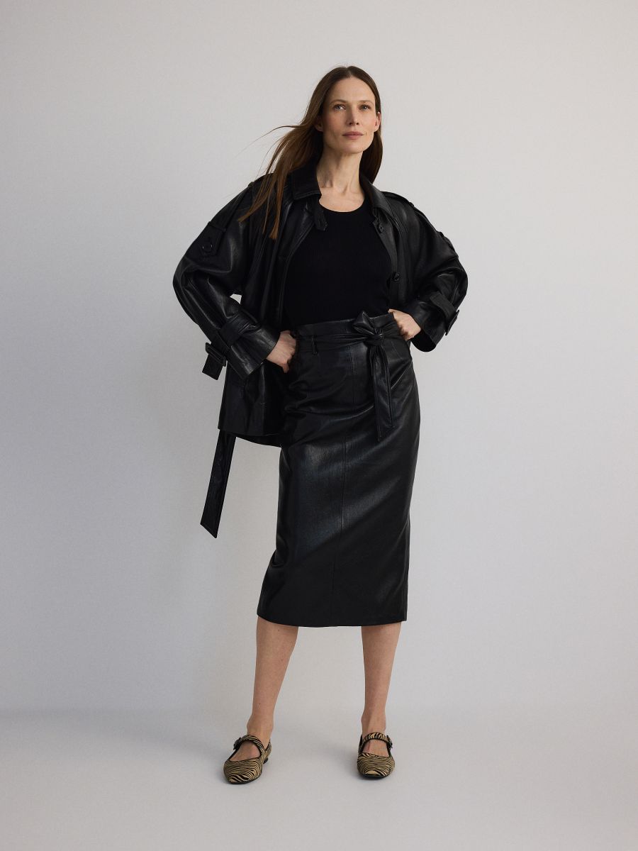 Gonna midi allacciata - nero - RESERVED - 4