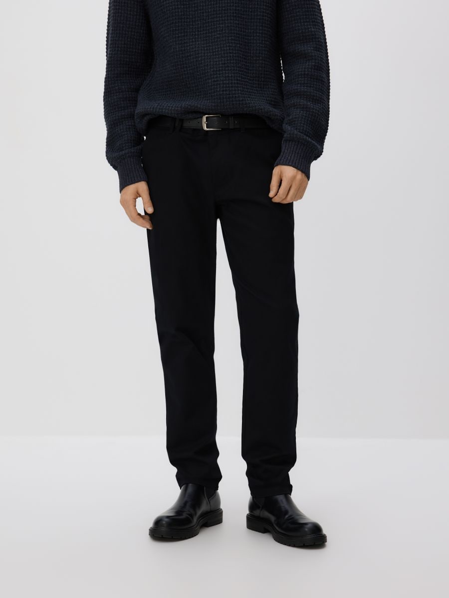 Chino slim trousers with belt - black - RESERVED