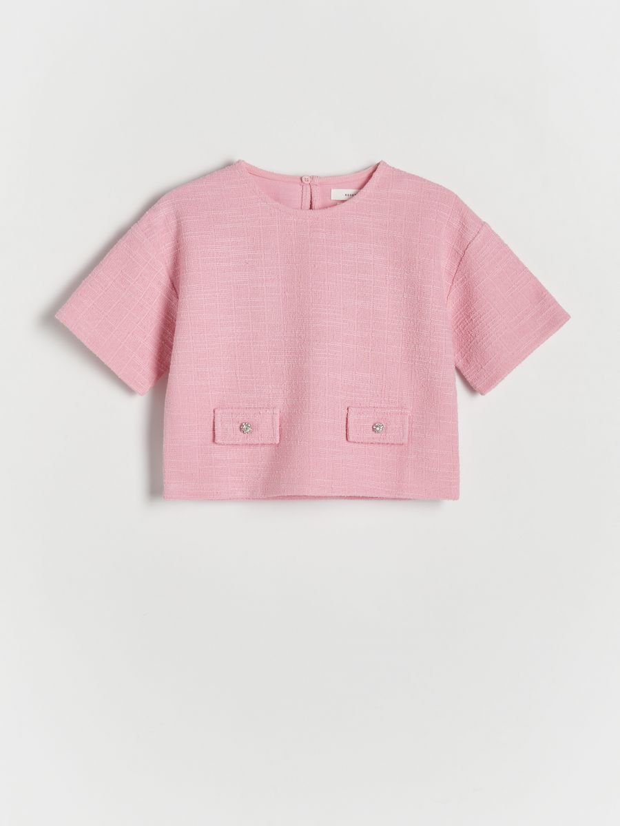Tweed blouse - pink - RESERVED