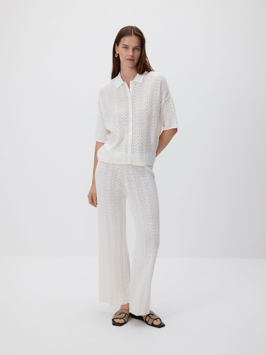 Knit shirt with viscose - nude - RESERVED - 3