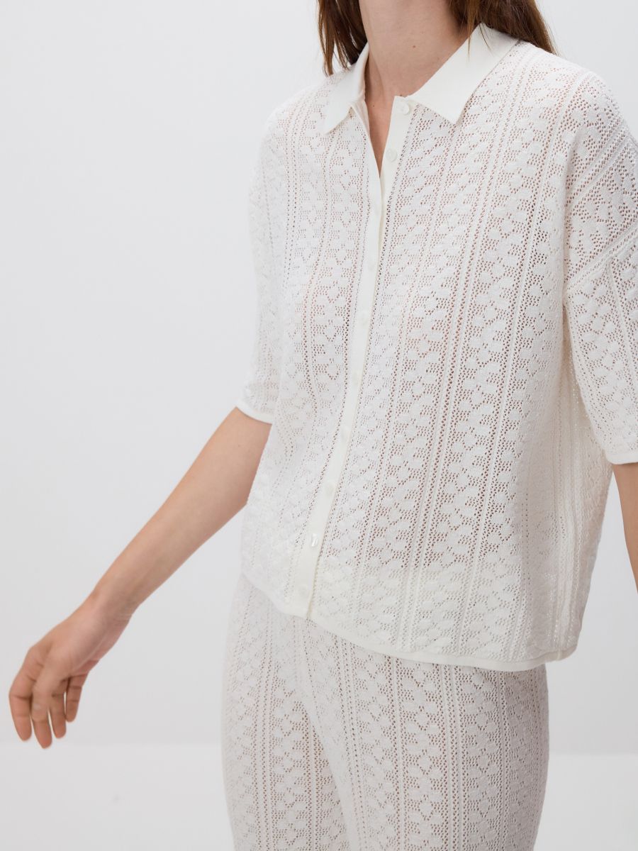 Knit shirt with viscose - nude - RESERVED - 5