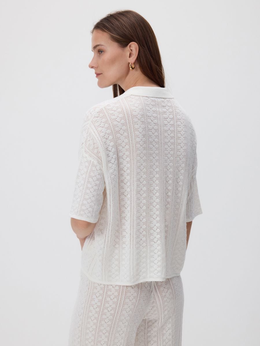 Knit shirt with viscose - nude - RESERVED - 6