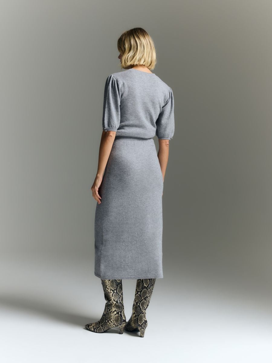 Wool maxi skirt - light grey - RESERVED - 4